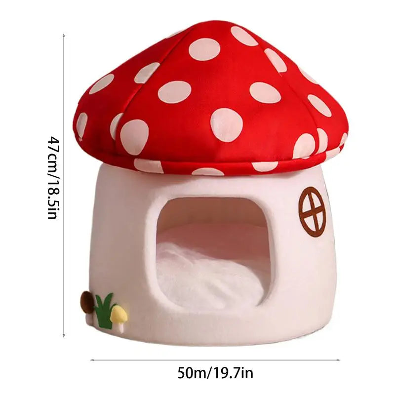 Cozy Mushroom Cat Cave Bed™